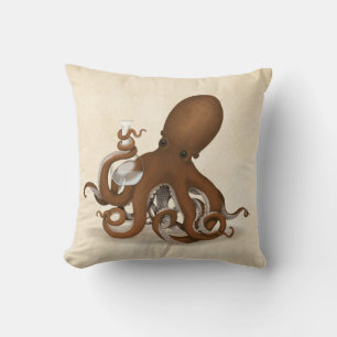 Cojín Decorativo Octopus con Lab Flask Steampunk Chemistry Science