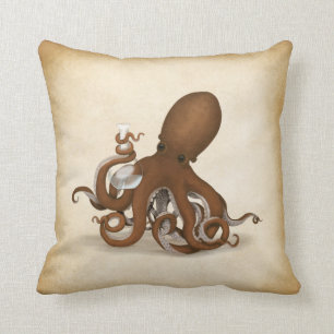 Cojín Decorativo Octopus con máscara de cristal Neovictoriano