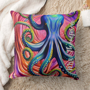 Cojín Decorativo Octopus marino con nombre personalizado