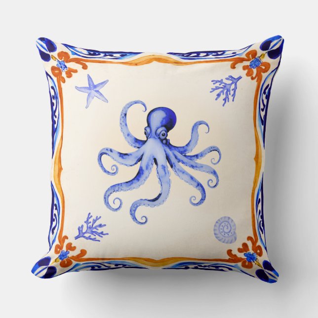 Cojín Decorativo Octopus mediterráneo (Anverso)
