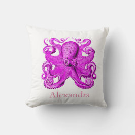 Cojín Decorativo Octopus Personalizado Purple Nautical Vintage Pers