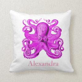 Cojín Decorativo Octopus Personalizado Purple Nautical Vintage Pers