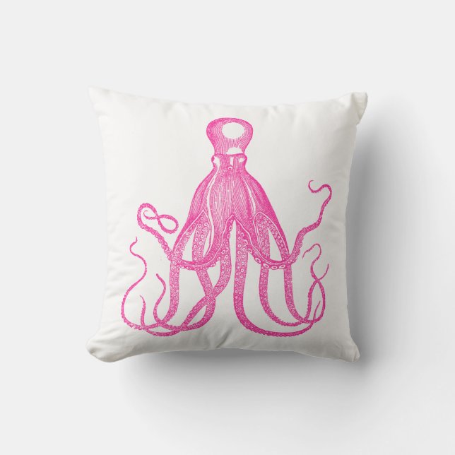 Cojín Decorativo Octopus rosado preppy (Anverso)