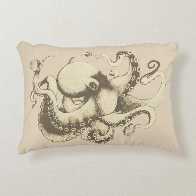 Cojín Decorativo Octopus vintage neutro (Anverso)