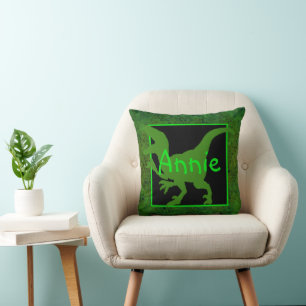 Cojín Decorativo Ocultar dinosaurio verde personalizado