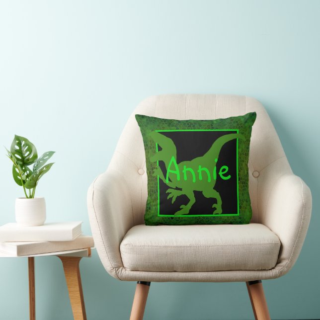 Cojín Decorativo Ocultar dinosaurio verde personalizado (Silla)