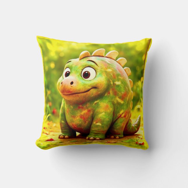 Cojín Decorativo OddFriends - Poster de Cute Chubby Dino (Anverso)