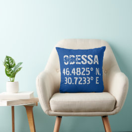 Cojín Decorativo Odessa Ucrania Latitud y longitud angustiada