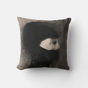 Cojín Decorativo Odilon Redon. Armor. Cara de mujer oscura. Simboli