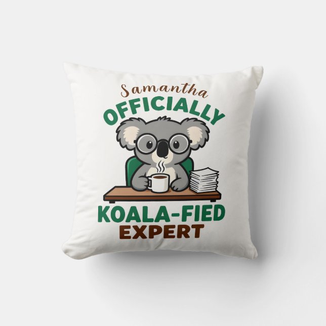 Cojín Decorativo Officially Koala-fied Expert Funny Coffee Pun (Anverso)