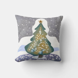 Cojín Decorativo Oh árbol de Navidad | Pintura de invierno en acuar