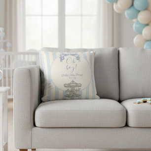 Cojín Decorativo Oh Boy Blue Bow Tiovivo Caballo Baby Shower 
