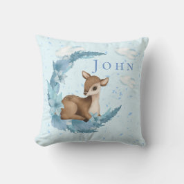 Cojín Decorativo Oh, ciervo y nubes azules desaliñan a bebé de guar