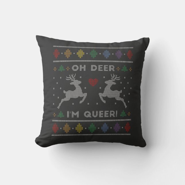 Cojín Decorativo Oh Deer Im Queer Ugly Christmas Sweater  (Anverso)
