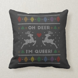 Cojín Decorativo Oh Deer Im Queer Ugly Christmas Sweater 