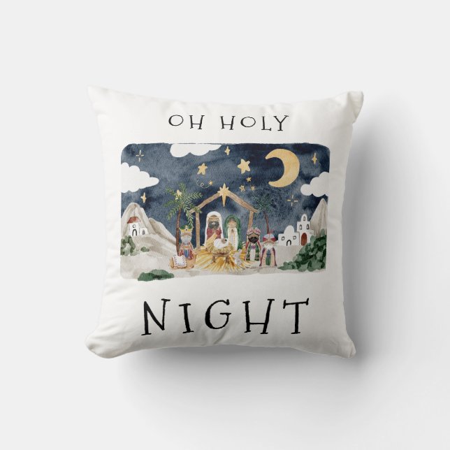 Cojín Decorativo Oh Navidades de la Natividad Africano-Estadouniden (Anverso)