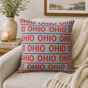 Cojín Decorativo Ohio Reversible Rojo y Gris