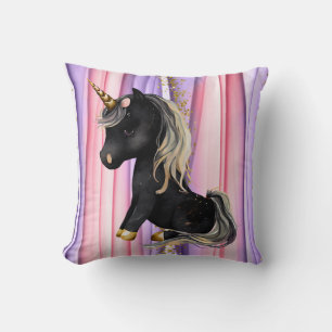 Cojín Decorativo Oídos rosas de Unicornio Negra