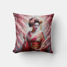Cojín Decorativo oil painting geisha and cherry tree