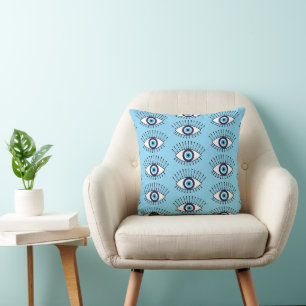 Cojín Decorativo Ojo Dusty Blue Evil Patterado reversible