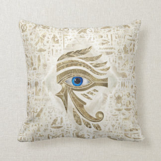 Cojín Decorativo Ojo egipcio de Horus - Oro y perla