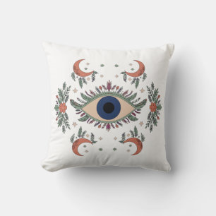 Cojín Decorativo Ojo maligno místico y luna creciente celestial