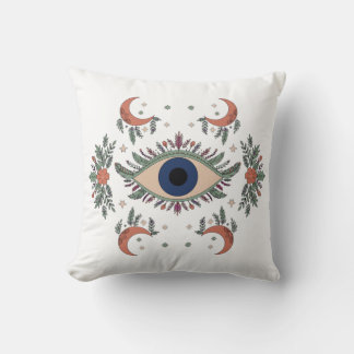 Cojín Decorativo Ojo maligno místico y luna creciente celestial