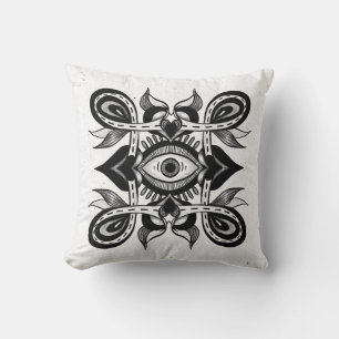 Cojín Decorativo Ojo Ornamental - Extraño Estilo Tatuaje Botánico