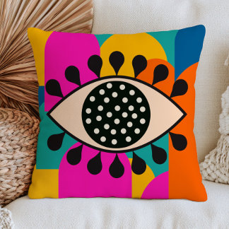 Cojín Decorativo Ojo Turco Malvado con Lunares Formas Abstractas Bo