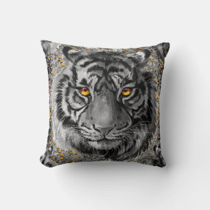 Cojín Decorativo Ojos de tigre   Dibujo de tigres coloridos   Oscur