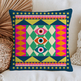 Cojín Decorativo Ojos malvados abstractos chic bohemio maximalista
