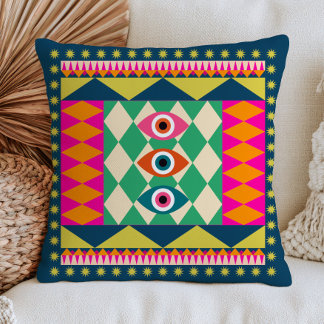 Cojín Decorativo Ojos malvados abstractos chic bohemio maximalista 