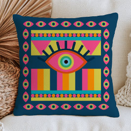 Cojín Decorativo Ojos malvados funky Colorido Maximalista Abstracto