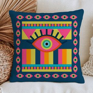 Cojín Decorativo Ojos malvados funky Colorido Maximalista Abstracto