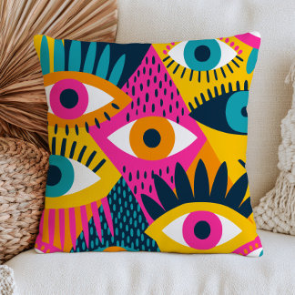Cojín Decorativo Ojos malvados funky Nazar colorido maximalista boh