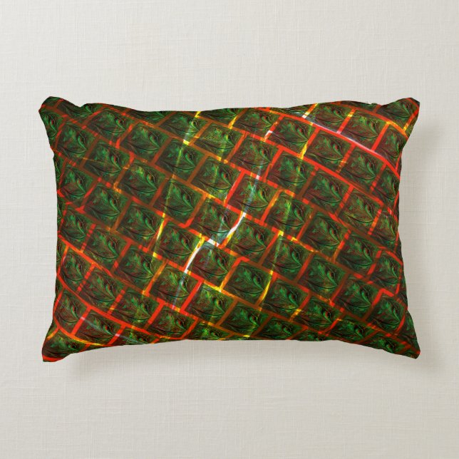 Cojín Decorativo 'Ojos verdes para encajar', arañazos o cuadrícula  (Anverso)