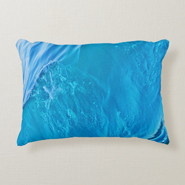 Cojín Decorativo Ola de agua azul (Anverso)