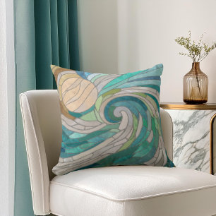 Cojín Decorativo Ola de mosaico y luna