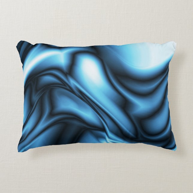 Cojín Decorativo Ola de seda azul (Anverso)