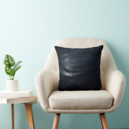 Cojín Decorativo Ola del Océano Azul Marino de Medianoche Minimalis