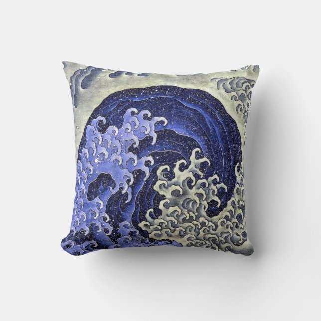Cojín Decorativo Ola Feminina | Hokusai | (Anverso)
