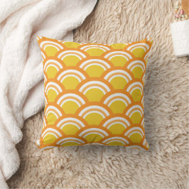 Cojín Decorativo Ola Japonesa Seigaiha Patrón Amarillo Naranja