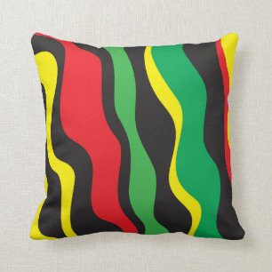 Cojín Decorativo Ola Rasta Verde Amarillo Rojo Negro