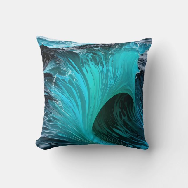 Cojín Decorativo Ola Tiburón Azul (Anverso)