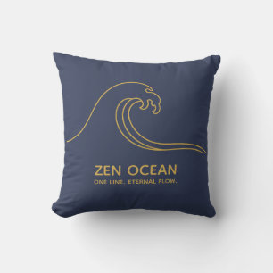 Cojín Decorativo Ola Zen Minimalista - Línea Oceánica Abstracta