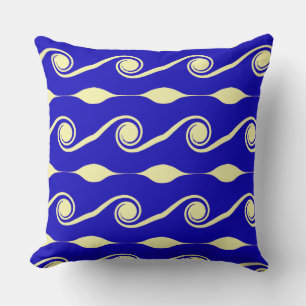 Cojín Decorativo Olas abstractas de la vida azules