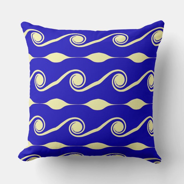 Cojín Decorativo Olas abstractas de la vida azules (Anverso)