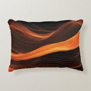 Cojín Decorativo Olas Abstractas En Una Mezcla De Negro Y Naranja
