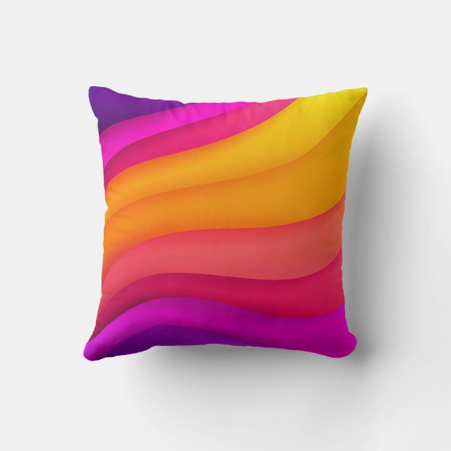 Cojín Decorativo Olas Arcoíris Magenta (Reverso)