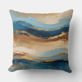 Cojín Decorativo Olas azules de cobre y oro